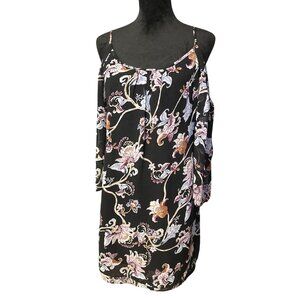 White House Black Market Floral Cold Shoulder Dress Small Black Multicolor